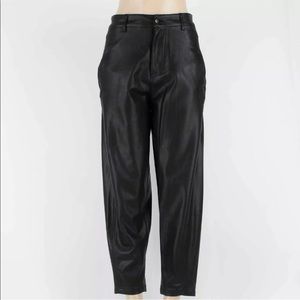 NWT Zara black faux leather tapered pants xs